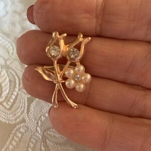 Vintage Tulip Rose Gold Tone Brooch Pin